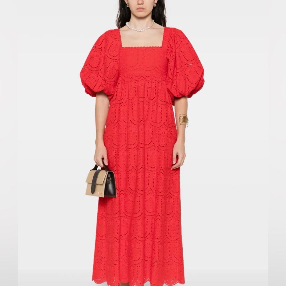 FARM Rio Pineapple eyelet-detail dress
